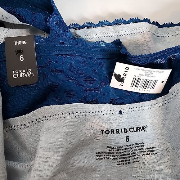 6X 30W Torrid Blue Thong Wide Lace Trim Ombre Sugar Skull Rainbow Cotton NWT mid - Picture 6 of 6